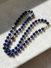 Load image into Gallery viewer, Cloisonné &amp; Sodalite Strand 14k Gold  Necklace 19”
