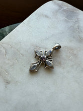 Load image into Gallery viewer, Moonstone Amethyst Sterling Cross Pendant
