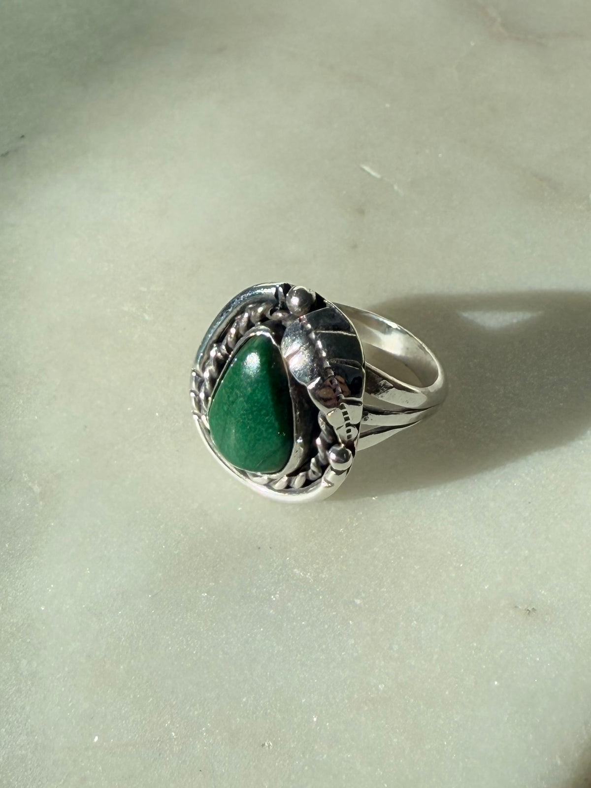 Vintage Turquoise Sterling Silver Ring Size 6.75