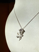 Load image into Gallery viewer, Vintage Purple Rose Sterling Silver Necklace 20”
