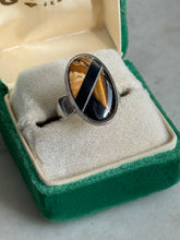 Load image into Gallery viewer, Black Onyx &amp; Tigers Eye Inlay Sterling Silver Ring Size 7
