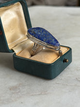 Load image into Gallery viewer, Chunky Lapis Sterling Silver Ring Size 9

