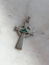 Load image into Gallery viewer, Green Enamel Sterling Silver Cross Pendant
