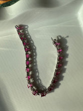 Load image into Gallery viewer, Pink Sterling Silver Tennis Bracelet 7.25”
