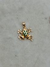 Load image into Gallery viewer, Solid 14k Yellow Gold Emerald Diamond Frog Pendant
