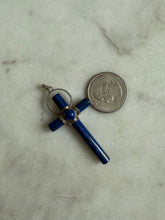 Load image into Gallery viewer, Lapis &amp; Sterling Silver Cross Pendant
