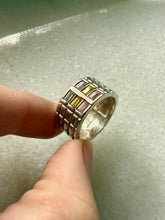 Load image into Gallery viewer, Pastel Glass Sterling Silver Wide Ring Size 6.75
