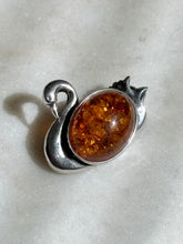 Load image into Gallery viewer, Synthetic Amber Swan Sterling Silver Brooch
