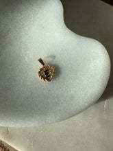 Load image into Gallery viewer, Black Enamel ‘E’ Etched Heart 14k Gold Pendant
