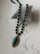 Load image into Gallery viewer, Malachite Sterling Silver Beaded Necklace
