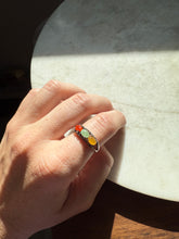 Load image into Gallery viewer, Tri-Color Jade Sterling Silver Ring Size 8
