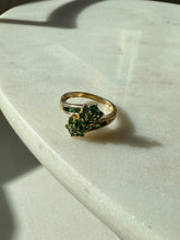 Load image into Gallery viewer, Lab Grown Emerald Flower Gold Vermeil Ring Size 6.25

