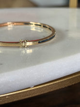 Load image into Gallery viewer, Vintage Princess Cut Natural Blue Sapphire 14k Yellow Gold Bangle Bracelet
