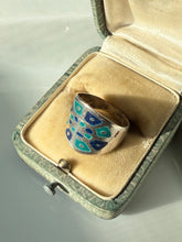Load image into Gallery viewer, Blue Enamel Sterling Silver Ring Size 6.5
