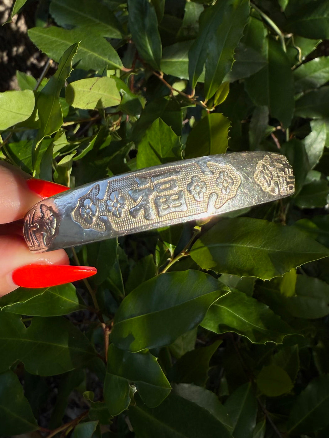 Art Nouveau Sterling Silver Bangle Bracelet