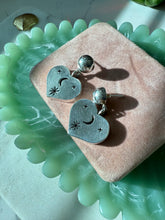 Load image into Gallery viewer, Vintage Celestial Heart Sterling Silver Push Back Earrings
