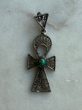 Load image into Gallery viewer, Turquoise Sterling Silver Ankh Pendant
