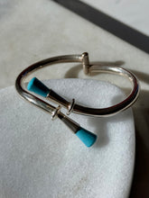 Load image into Gallery viewer, Vintage Sterling Silver Turquoise Bangle Bracelet

