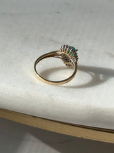 Load image into Gallery viewer, Vintage 14k Yellow Gold Diamond &amp; Emerald Halo Ring Size 7.25
