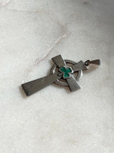 Load image into Gallery viewer, Green Enamel Sterling Silver Cross Pendant
