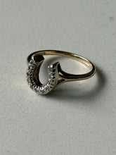 Load image into Gallery viewer, Diamond Chip Horseshoe 10k Gold Ring Size 5.5
