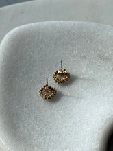 Load image into Gallery viewer, Vintage Ruby &amp; Diamond 10k Yellow Gold Push Back Heart Studs
