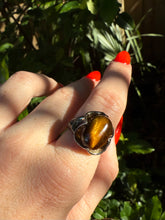Load image into Gallery viewer, Tigers Eye Sterling Silver Ring Size 7.75

