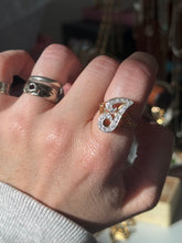 Load image into Gallery viewer, Vintage Two-Tone Diamond 14k Gold ‘J’ Initial Ring Size 6.75

