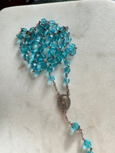 Load image into Gallery viewer, Vintage Blue Bead Sterling Silver Rosary 26”
