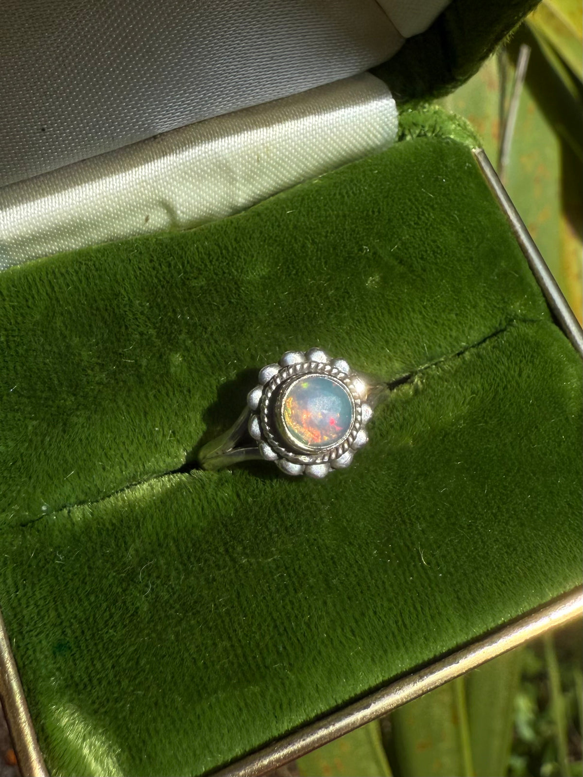 Opal Sterling Silver Ring Size 6.25