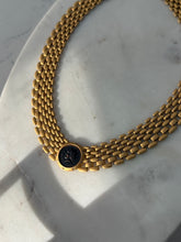 Load image into Gallery viewer, Vintage Gold Plated Faux Coin Panther Link Necklace 16”
