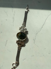 Load image into Gallery viewer, Vintage Floral Labradorite Sterling Toggle Clasp Bracelet
