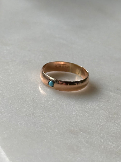 Antique Turquoise 14k Gold Midi Ring Size 2.5