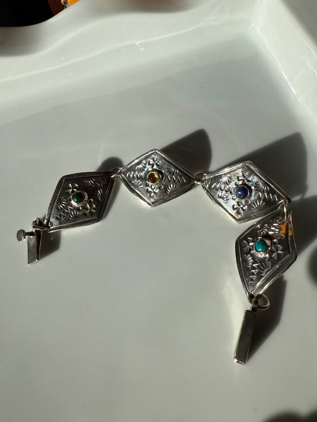 Chunky Mexico Sterling Silver Bracelet 6.75”