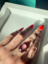 Load image into Gallery viewer, Faceted Pink Glass Sterling Silver Ring Size 7
