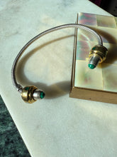 Load image into Gallery viewer, Malachite Mexico Sterling Silver &amp; Brass Bangle Bracelet
