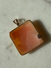 Load image into Gallery viewer, Italian Carved Cameo 14k Gold Square Pendant
