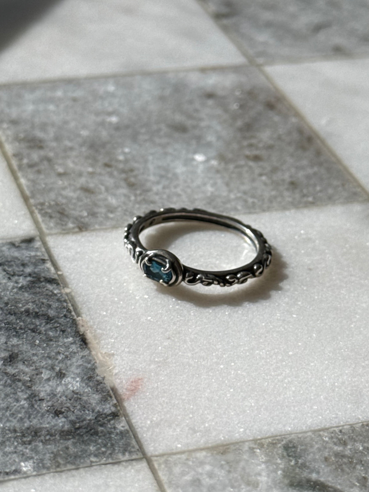 Blue Topaz Sterling Silver Band Size 10.25
