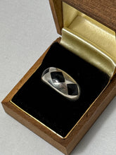Load image into Gallery viewer, Black Onyx Harlequin Inlay Sterling Ring Size 7
