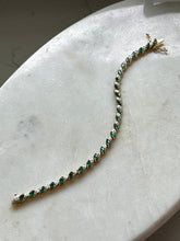 Load image into Gallery viewer, Lab Grown Emerald Gold Vermeil Tennis Bracelet 7.75”
