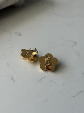 Load image into Gallery viewer, Italian 14k Yellow Gold Flower Omega Back Earrings *has dents*
