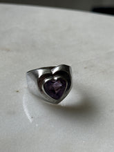 Load image into Gallery viewer, Vintage Purple Heart Sterling Ring Size 6.5
