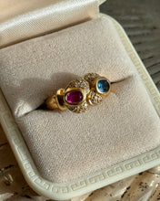 Load image into Gallery viewer, Vintage Solid 18k Yellow Gold Natural Sapphire &amp; Diamond Ring
