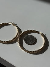 Load image into Gallery viewer, Textured 14k Yellow Gold Large Hoops 2.20”
