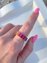 Load image into Gallery viewer, Rainbow Emerald Cut Gold Vermeil Ring
