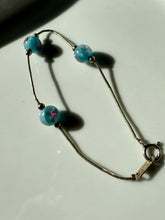 Load image into Gallery viewer, Floral Glass Bead Sterling Silver Bracelet 7”
