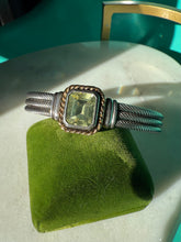 Load image into Gallery viewer, Yellow Spinel Sterling Silver &amp; 14k Gold Cable Cuff Bracelet 7”

