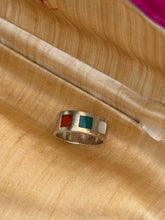 Load image into Gallery viewer, Multistone Inlay Solid Sterling Silver Ring Size 8
