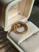 Load image into Gallery viewer, Vintage Solid 18k Yellow Gold Natural Sapphire &amp; Diamond Ring
