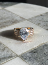 Load image into Gallery viewer, Pear Cut Cubic Zirconia Gold Vermeil Ring Size 9

